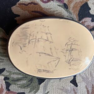 Cream Oval belt buckle with Ship Design